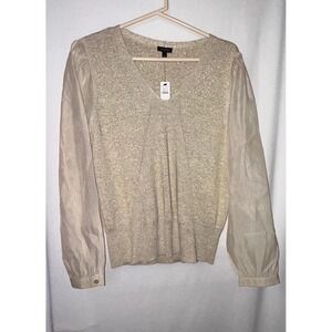 Talbots Women's V Neck Long Sleeve Metallic Shimmer Sweater Top - Size‎ L